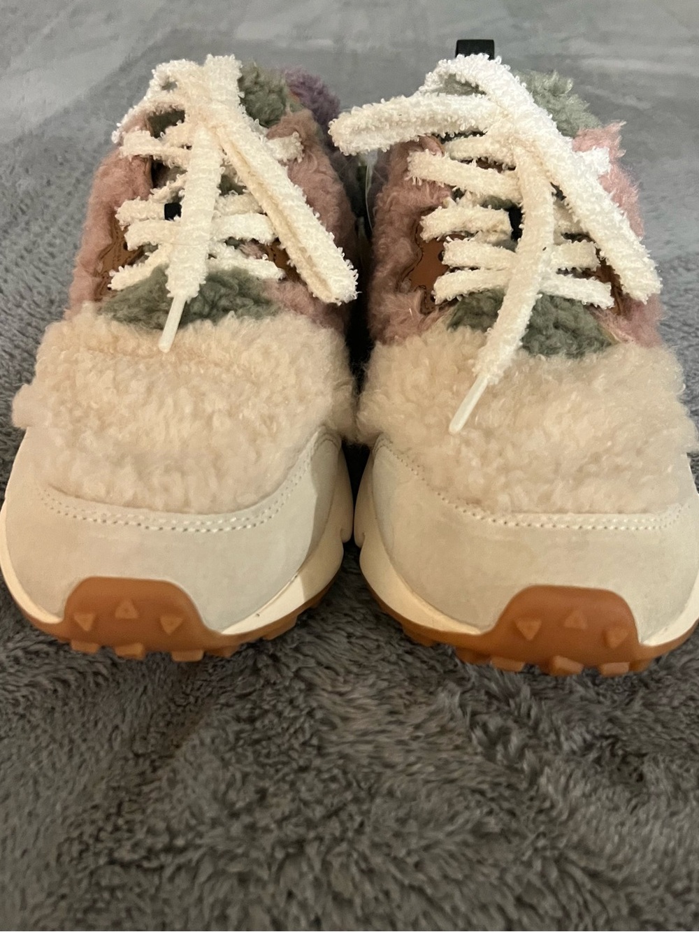 Flower Mountain for Free People Sherpa Athletic Sneakers - Cream, Pink & Olive
